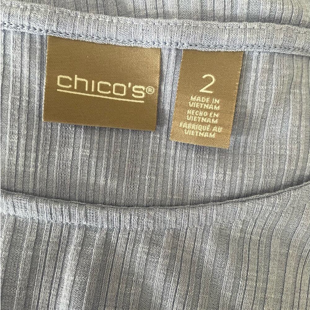 Chicos Top Women‎ L Purple Crew Neck 3/4 Sleeve Textured Fabric Stretch Workwear - Picture 2 of 10